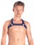 Kožený postroj Mister B X-Back Harness Premium modrý