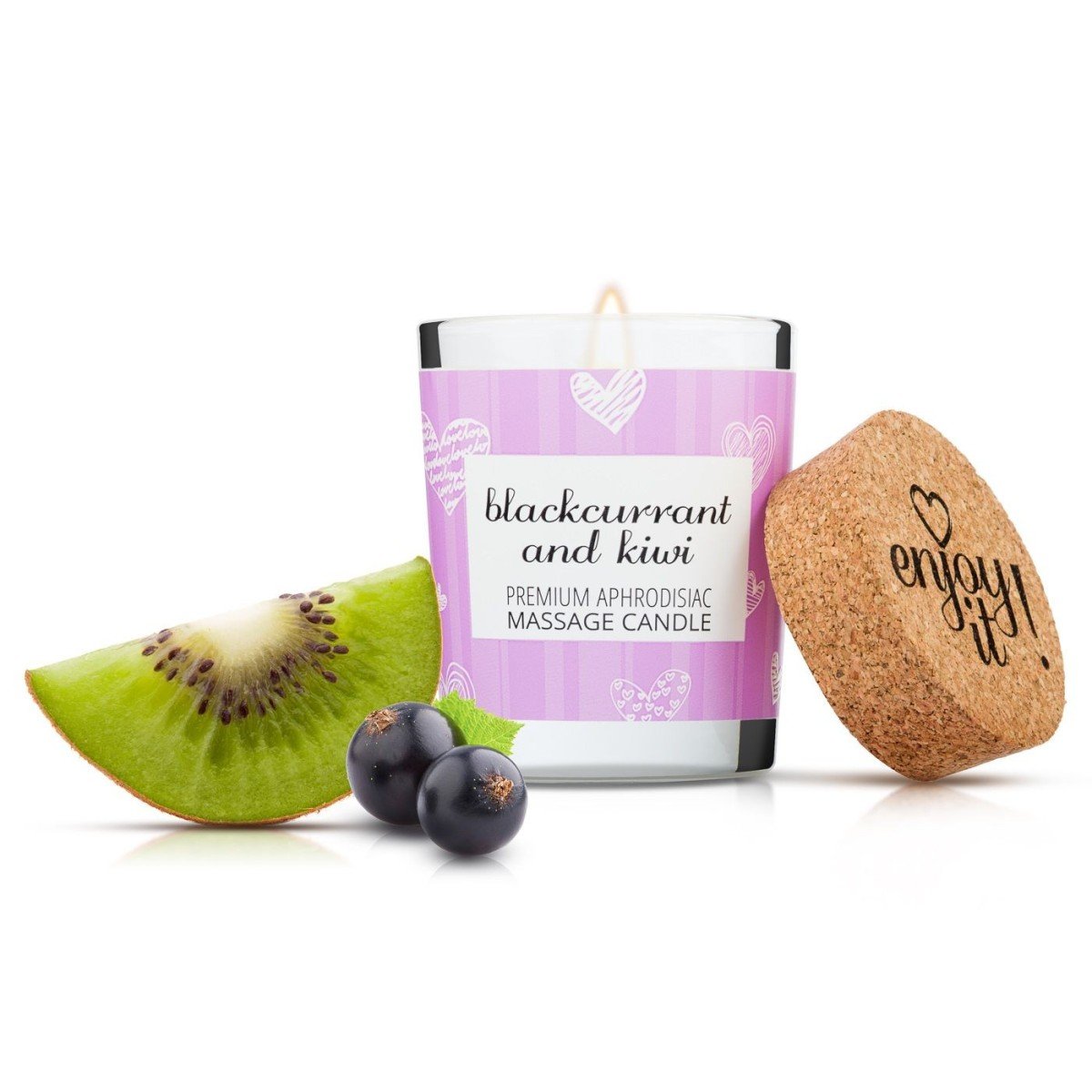 Valavani Masážní svíčka na tělo Magnetifico Enjoy it! Blackcurrant and Kiwi, nahřívací masážní olej s vůní černého rybízu a kiwi