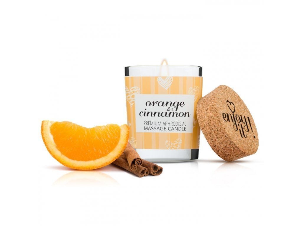 Valavani Masážní svíčka na tělo Magnetifico Enjoy it! Orange and Cinnamon, nahřívací masážní olej s vůní pomeranče a skořice