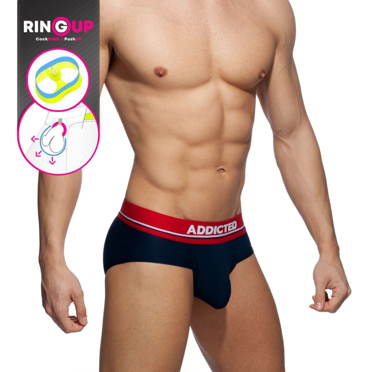 Slipy Addicted AD918 Cockring C-Through Brief tmavě modré