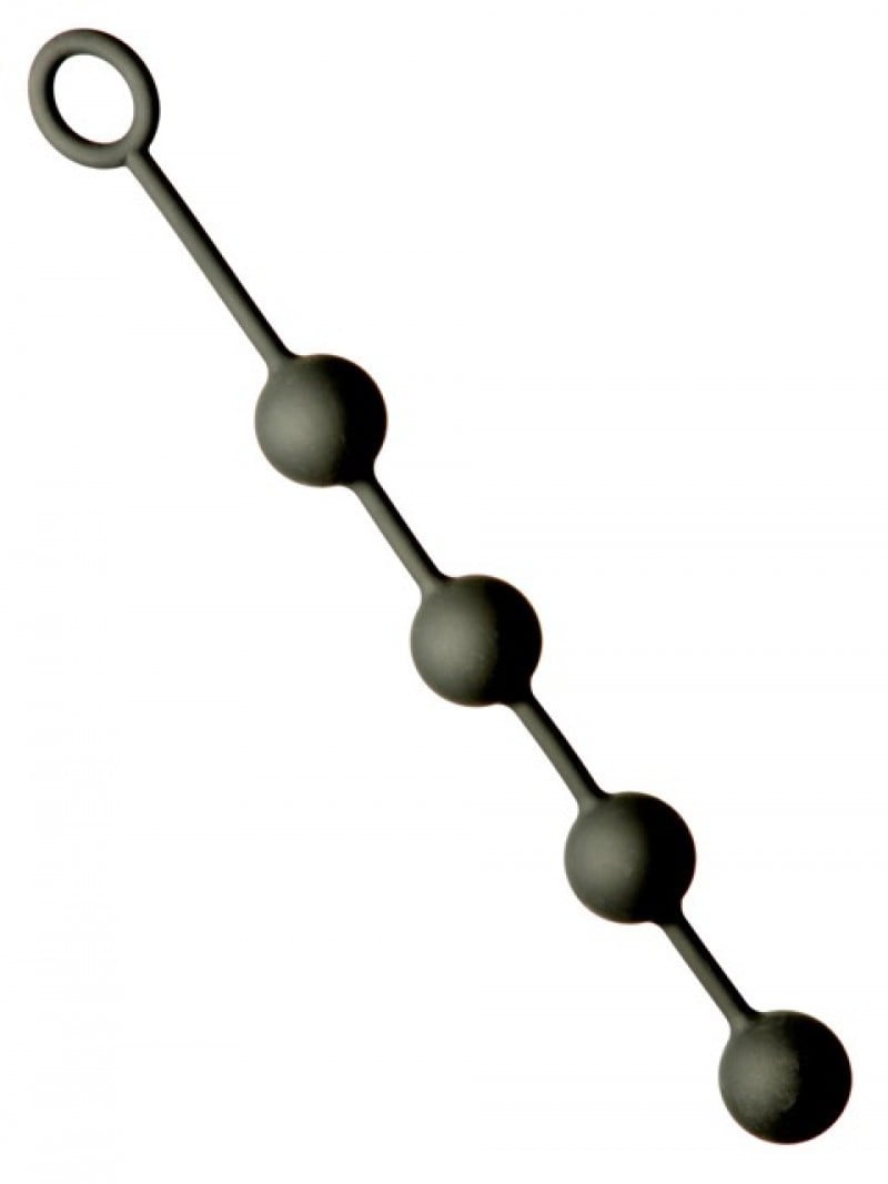 M&K Anal Balls 4 x 60 mm, černé silikonové anální kuličky 52 x 6 cm