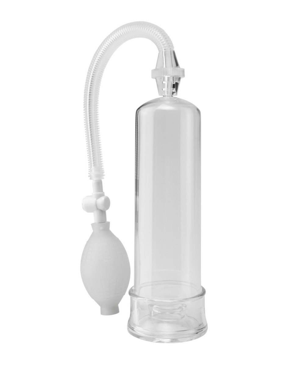 Pipedream Pump Worx Beginner’s Power Pump Clear, priehľadná vákuová pumpa na penis 20 x 6,6 cm