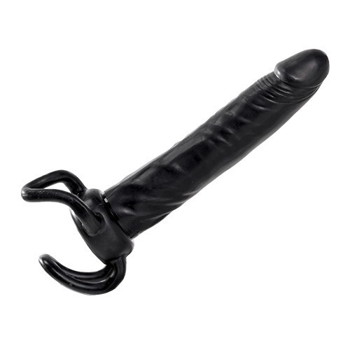 Toyz4Lovers BestSeller Slim Dong Black, pripínacie dildo pre dvojitú penetráciu 13,5 x 2,6 cm