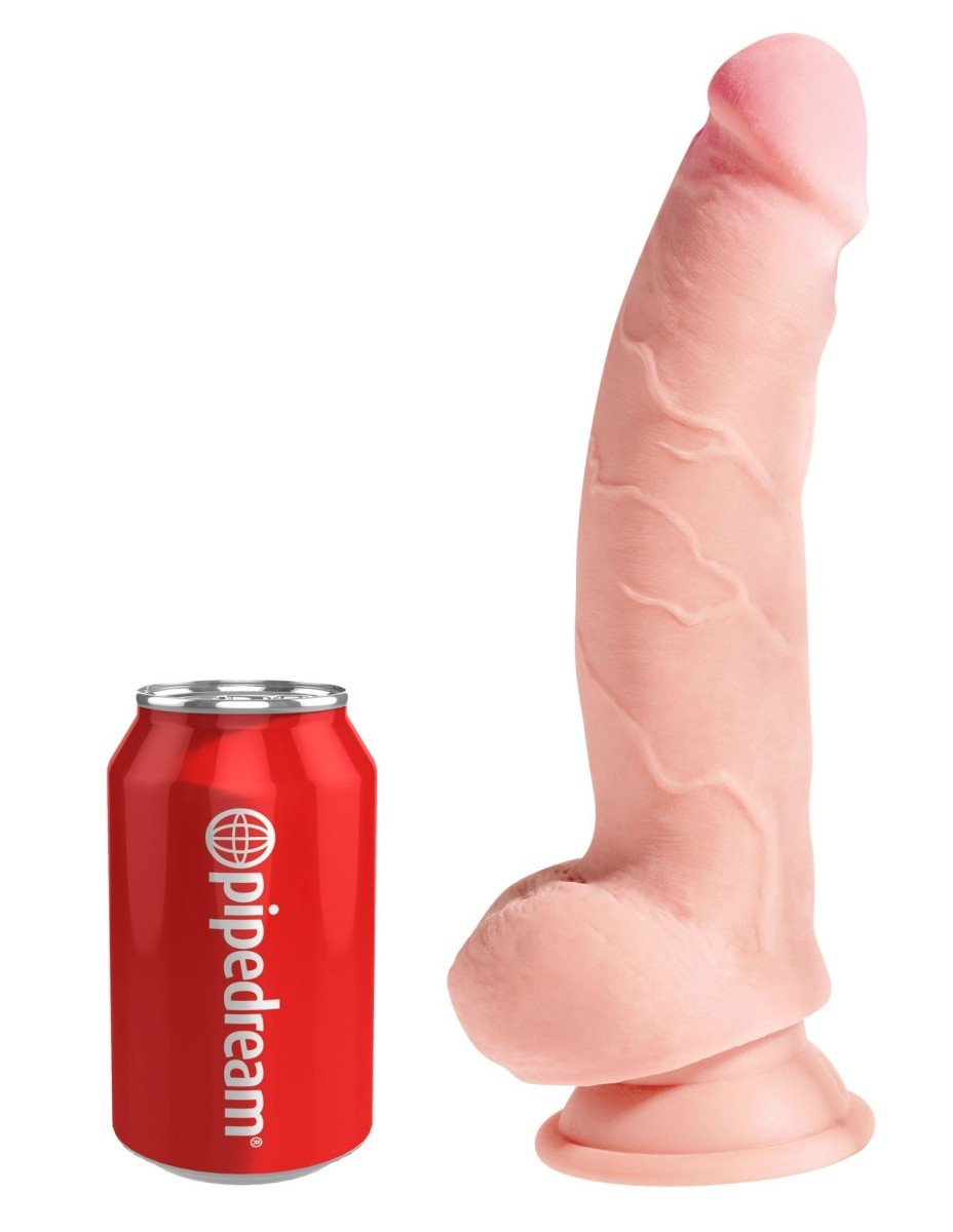 Pipedream King Cock Plus 8″ Triple Density Fat Cock with Balls, tělové dildo s přísavkou 24,5 x 4,3–4,9 cm