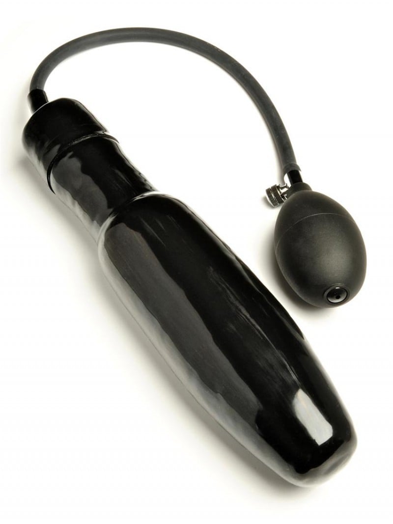 M&K Inflatable Truncheon Solid, černé nafukovací dildo s pevným jádrem 22 x 6 cm