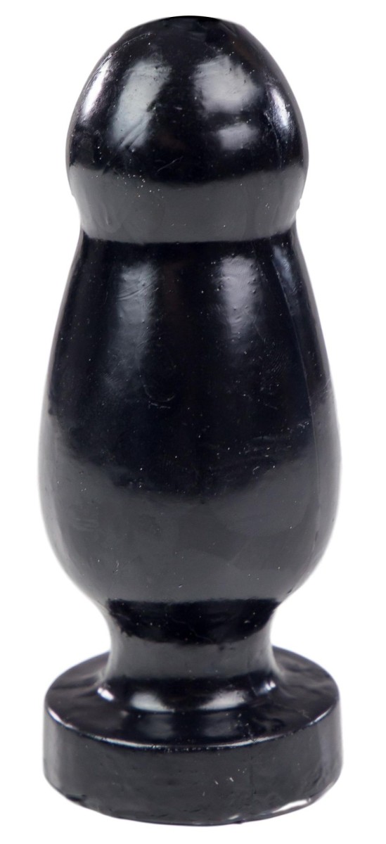 Pluggiz Easy Second, čierny vinylový análny kolík 15 x 3–5,9 cm