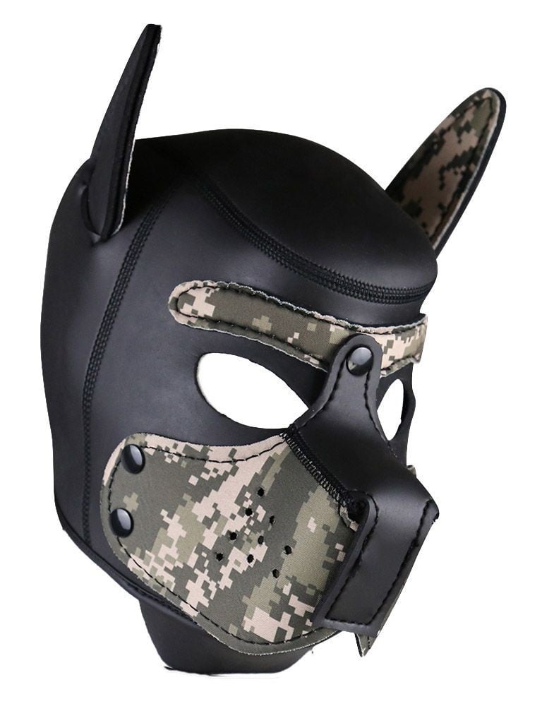 Psí maska Neoprene Puppy Hood maskáčovo-černá