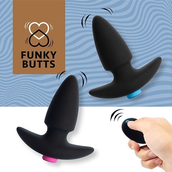 FeelzToys FunkyButts Remote Controlled Butt Plug Set for Couples, vibrační anální kolíky s dálkovým ovládáním pro páry