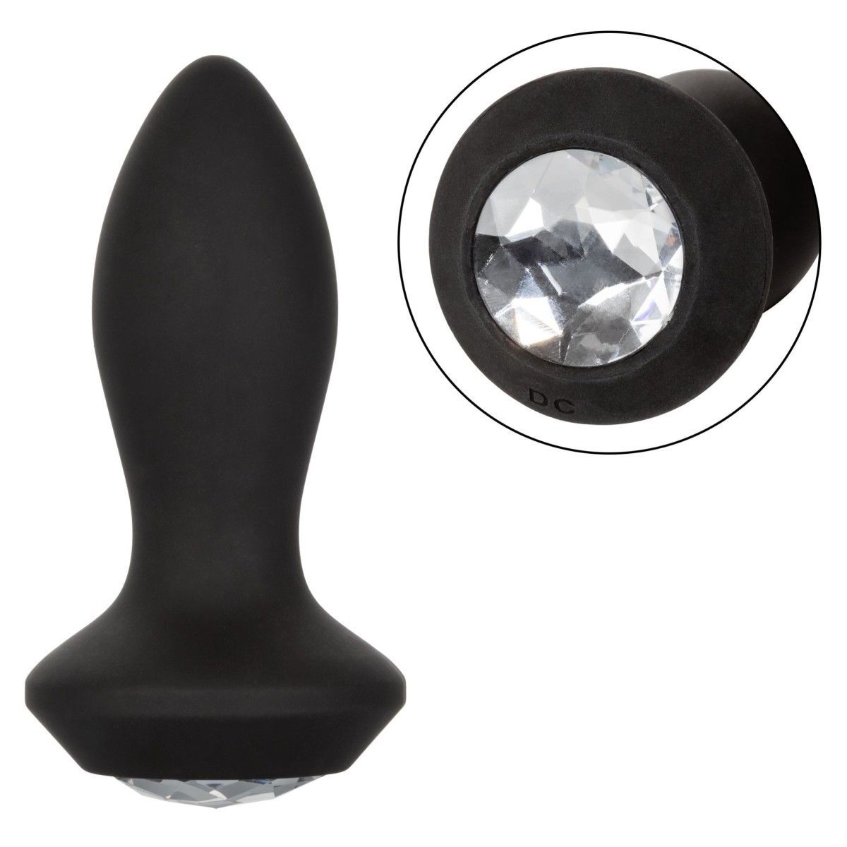 CalExotics Power Gem Vibrating Crystal Probe Black, silikonový anální kolík 10,8 x 2,1–4,1 cm