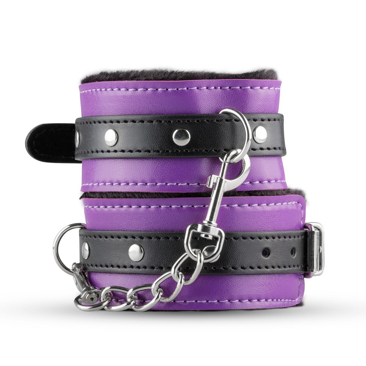 XOXO Hunter Handcuffs Purple, pouta na ruce z umělé kůže a plyše
