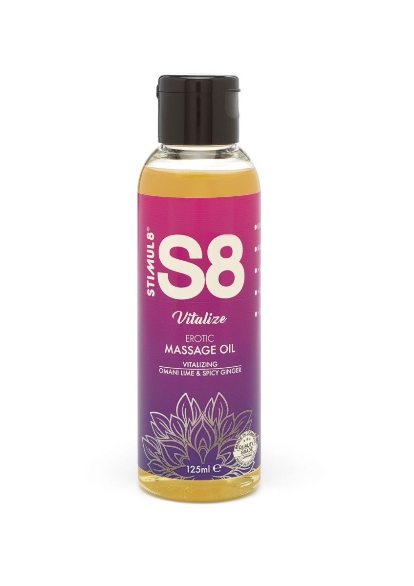 Stimul8 S8 Omani Lime & Spicy Ginger Massage Oil 125 ml, erotický masážny olej s vôňou ománskej limetky a koreneného zázvoru