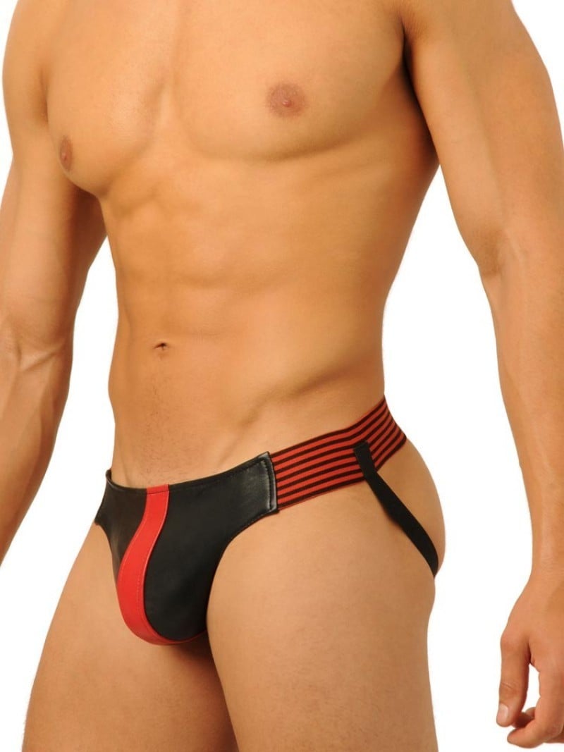 M&K Fist Leather Jock Black-Red