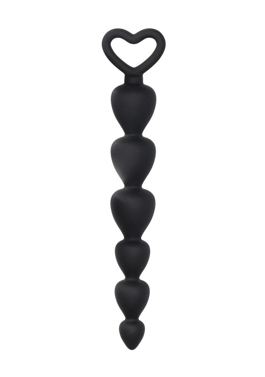 Shots Toys Silicone Anal Beads Black, čierne silikónové análne guličky 17,5 x 1,4–2,4 cm