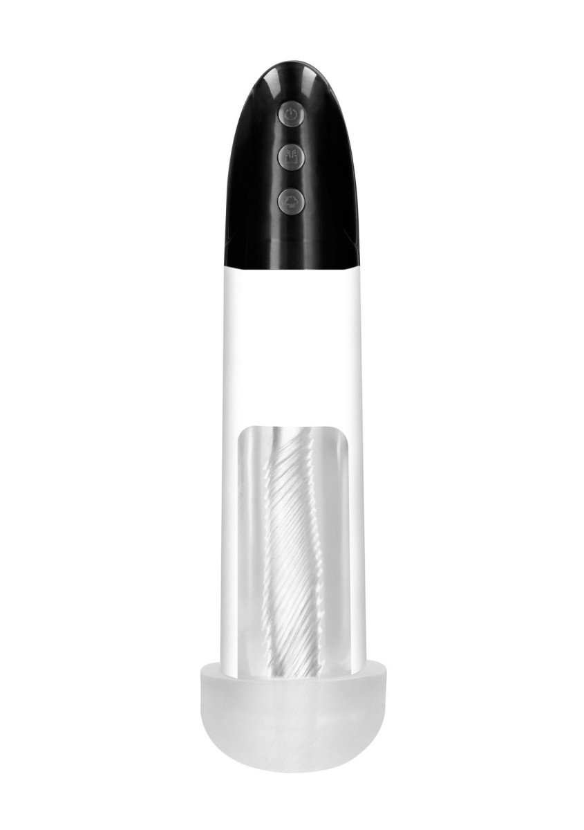 Shots Pumped Rechargeable Automatic Cyber Pump with Sleeve Transparent, elektronická vákuová pumpa s masturbačnou vložkou 31 x 7 cm