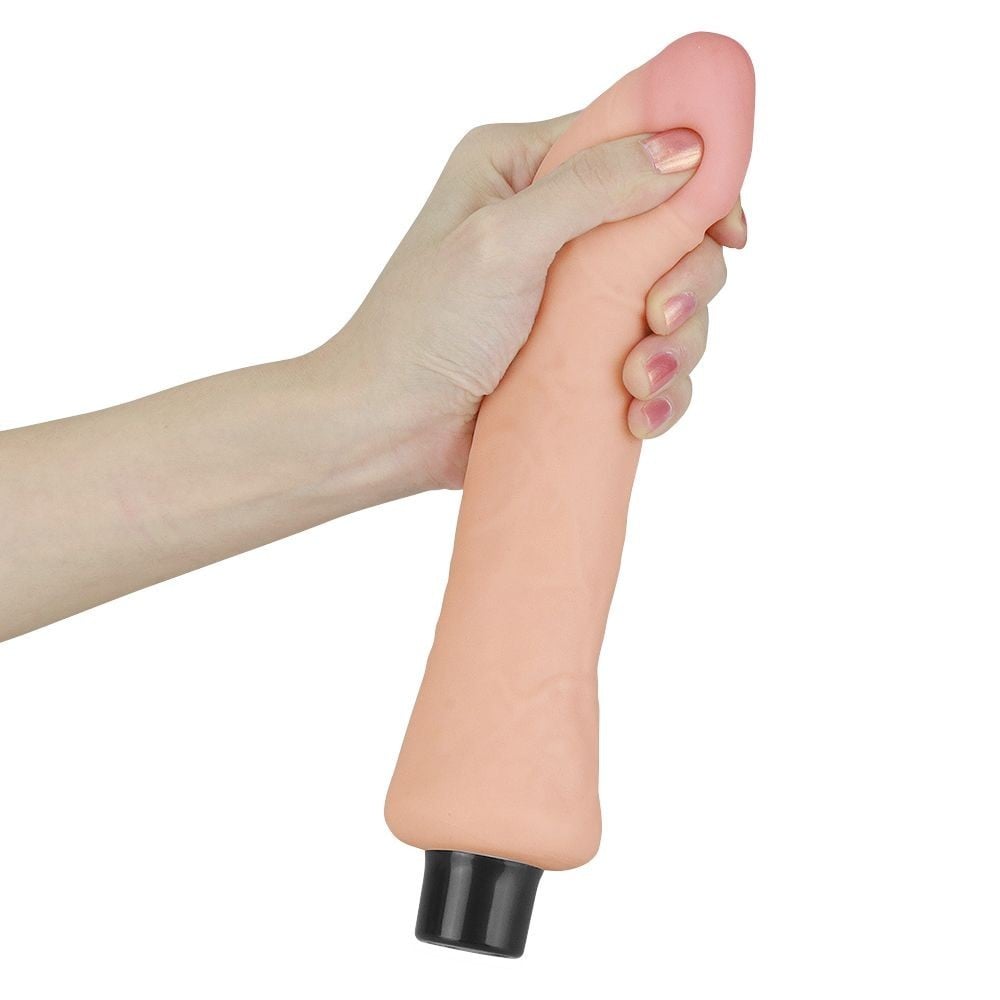 Lovetoy Real Softee 9″ Vibrating Dildo, realistický tělový vibrátor 23 x 3,6–4,8 cm