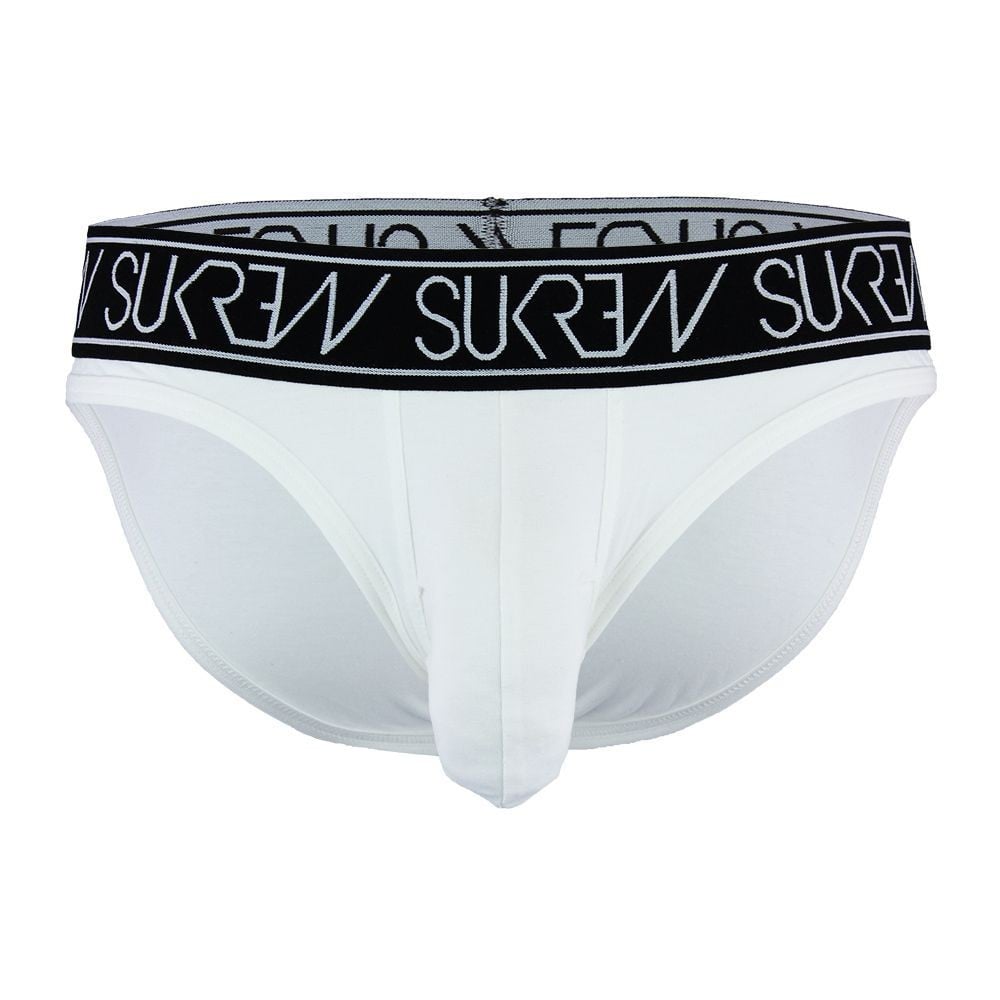 Slipy Sukrew Windsor Brief XL, bílo-černé bavlněné slipy