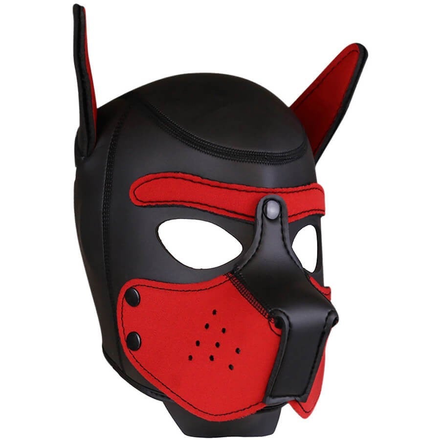 Psí maska Neoprene Puppy Hood červeno-černá