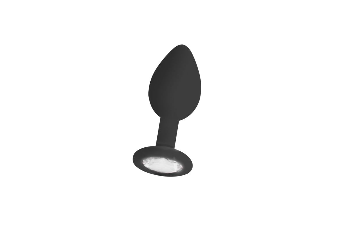 Anální šperk Ouch! Diamond Butt Plug střední černý, silikonový anální kolík 7,2 x 1–2,8 cm