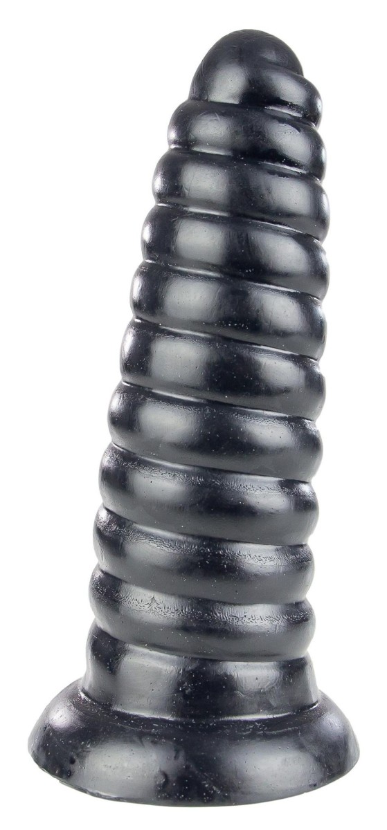 AnimHole Unicorn Silly, černé vinylové dildo – roh jednorožce 21 x 4–6,3 cm