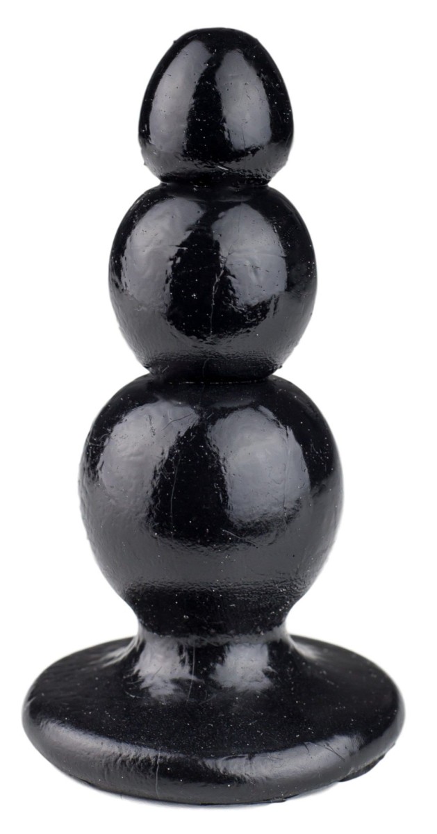 Pluggiz Caterp, čierny vinylový análny kolík 13 x 2,7–4,7 cm