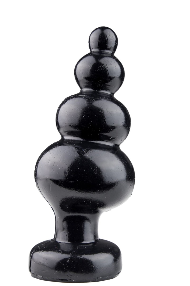 Pluggiz One More, čierny vinylový análny kolík 15 x 1,8–6,1 cm