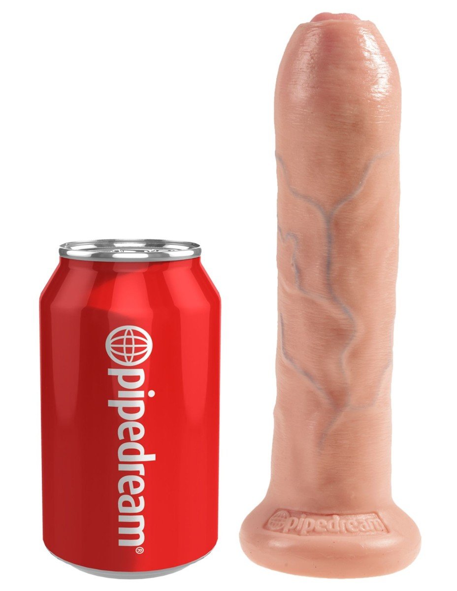 Pipedream King Cock 7″ Uncut Light, dildo se stahovací předkožkou a přísavkou 21 x 4,6 cm