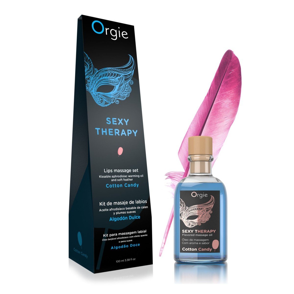 Orgie Lips Massage Kit Cotton Candy 100 ml, stimulační hřejivý olej pro orální masáž