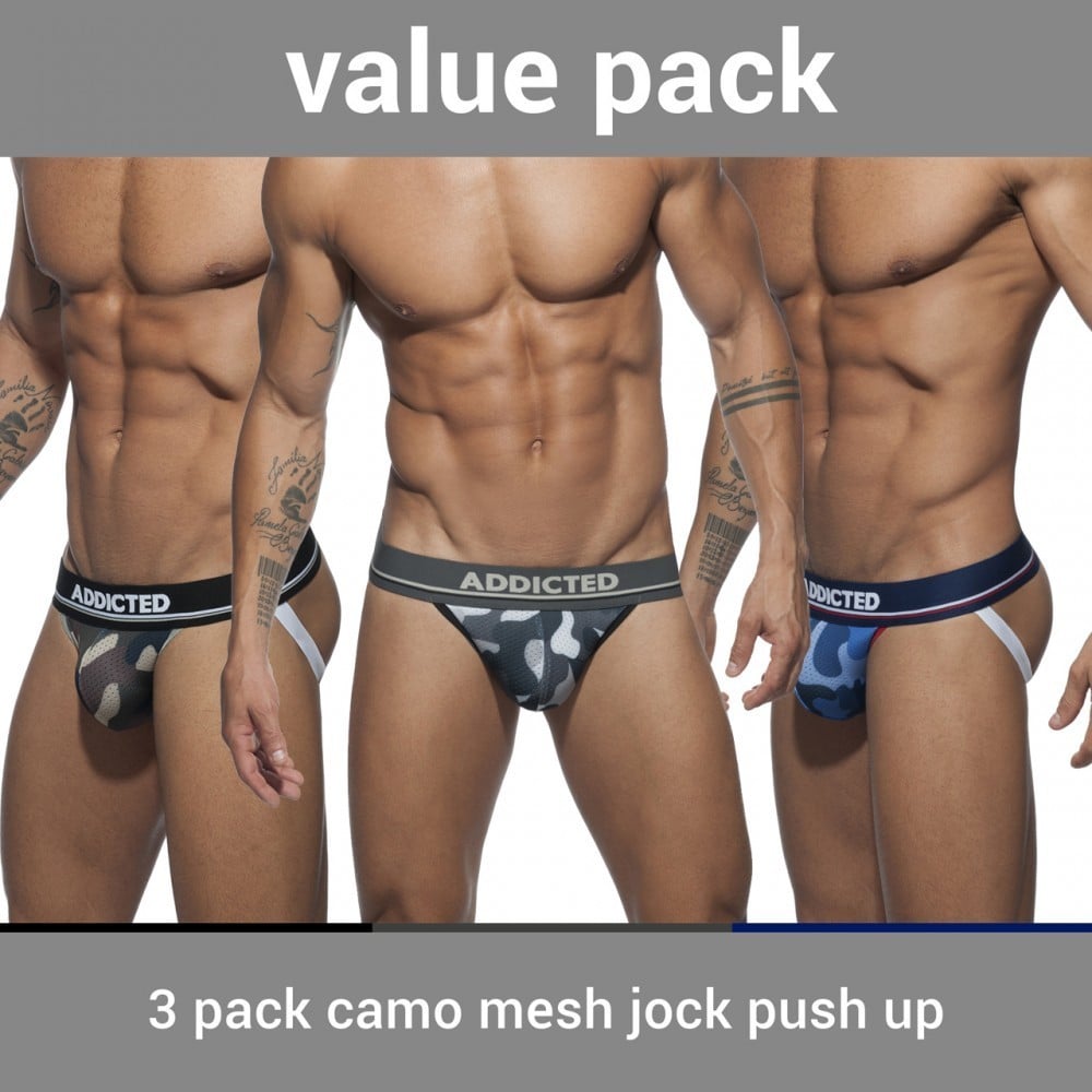 Addicted AD700P 3 Pack Camo Mesh Jock Push Up