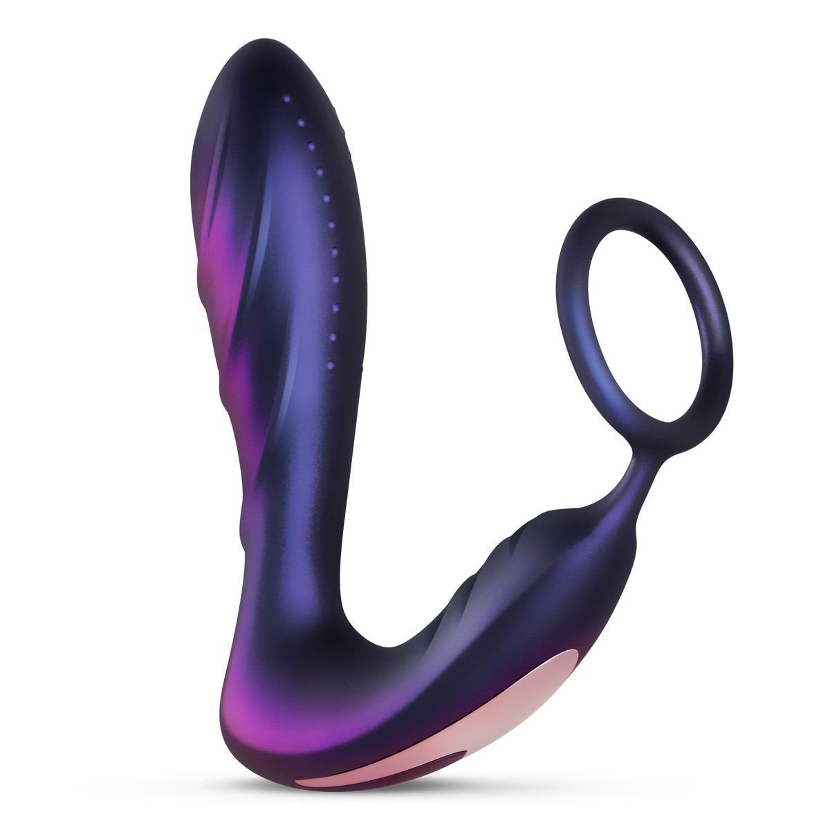 Hueman Black Hole Anal Vibrator, silikónový vibračný análny kolík s erekčným krúžkom 14,3 x 3,3 mm