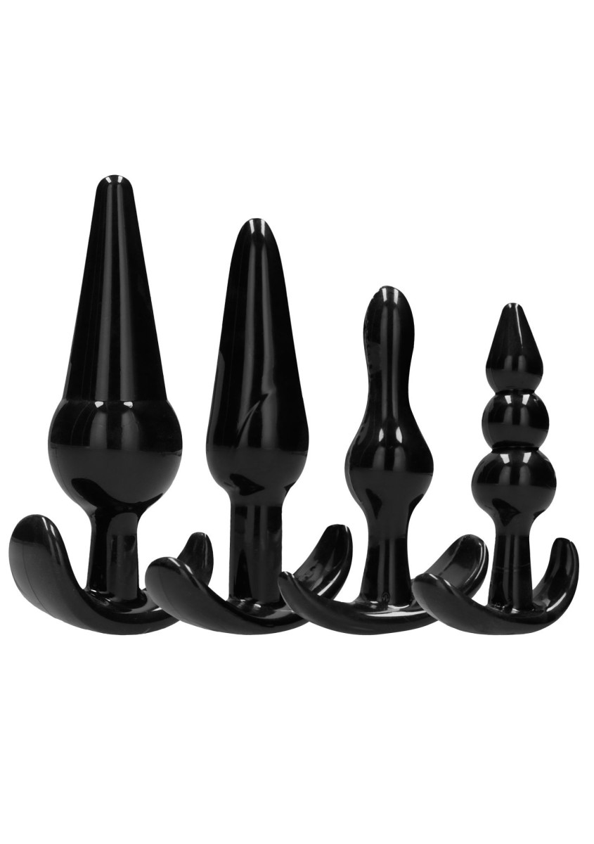 Shots Sono No. 80 4-Piece Butt Plug Set Black, 4 poddajné černé anální kolíky