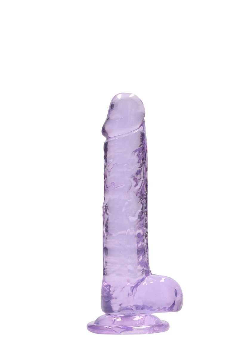 Gélové dildo RealRock Crystal Clear 7″ fialové