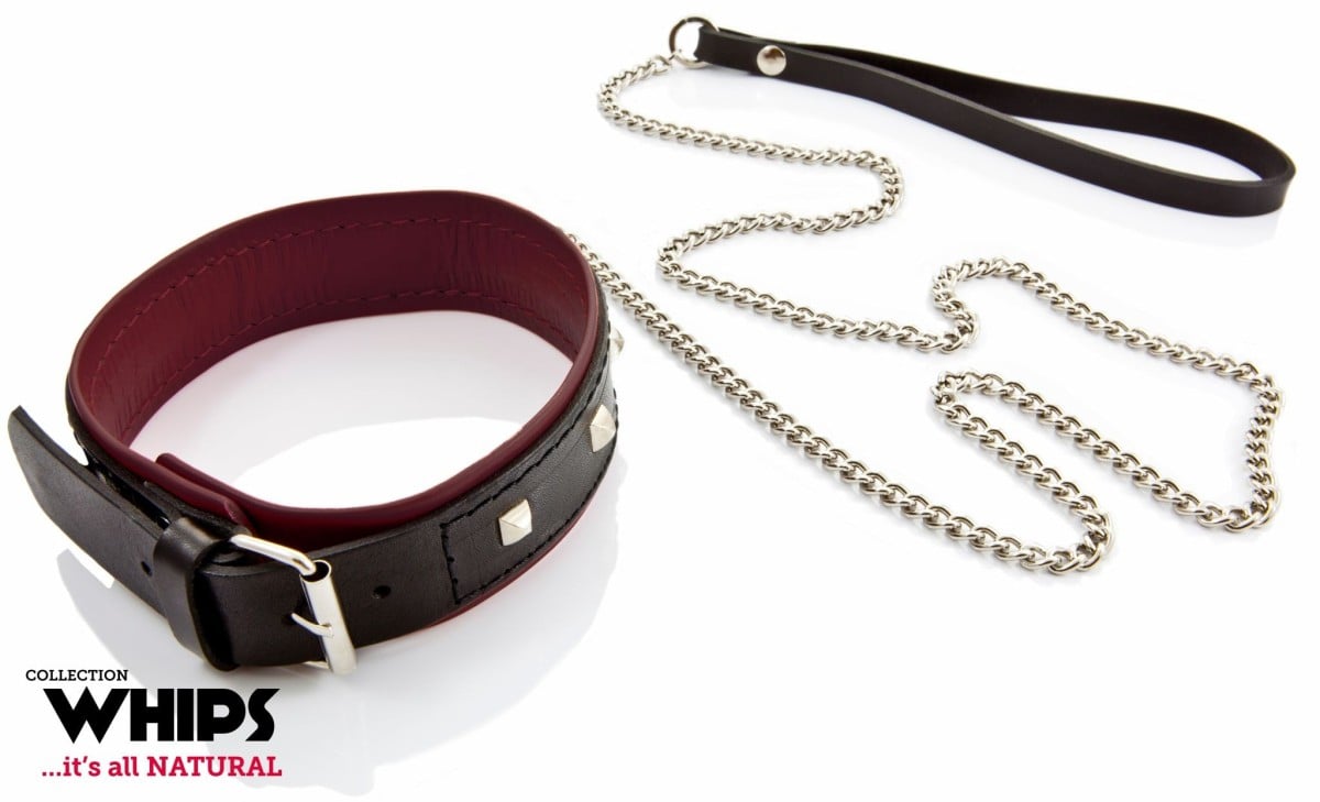 Whips Leather Collar with Leash for Her