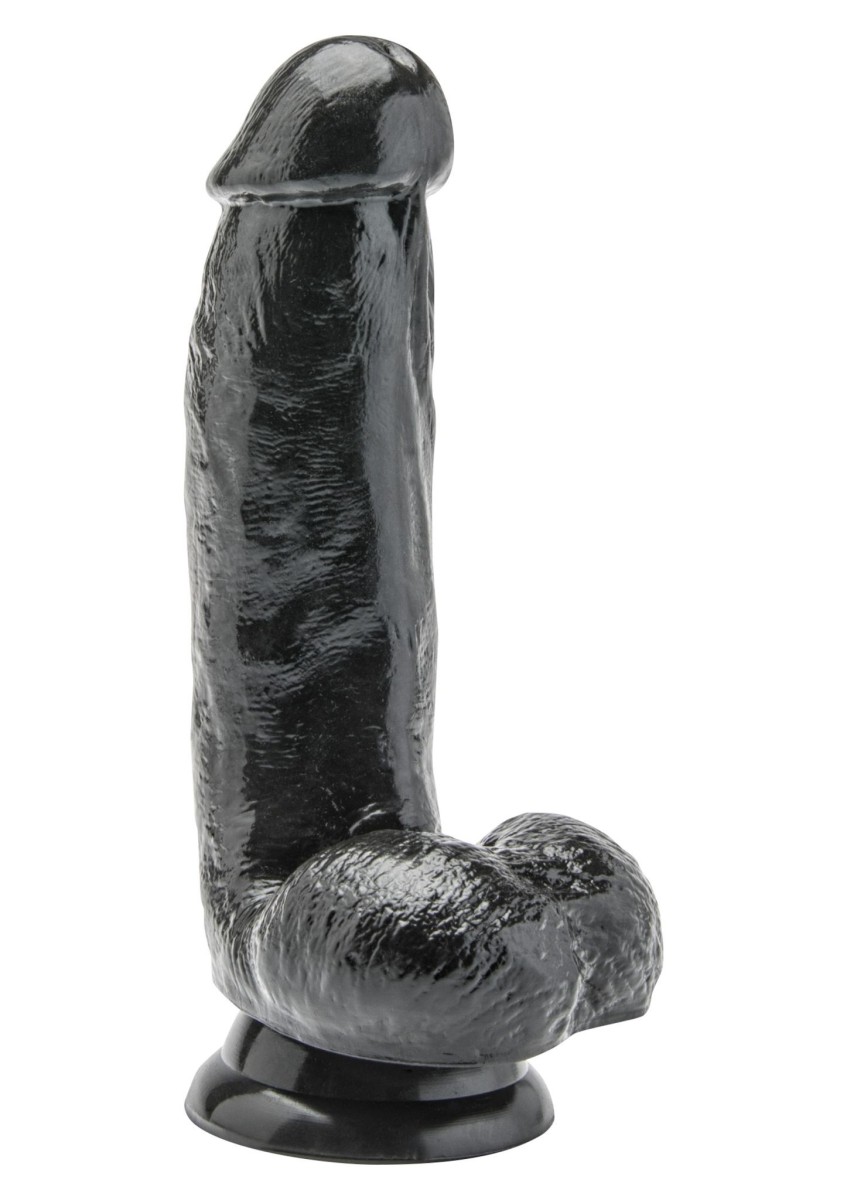 Realistické dildo ToyJoy Get Real 6 Inch černé, menší dildo s přísavkou a varlaty 16,5 x 4,3 cm