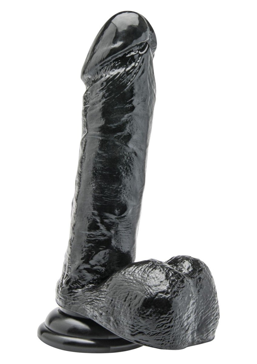 Realistické dildo ToyJoy Get Real 7 Inch černé, dildo s přísavkou a varlaty 20 x 4,5 cm