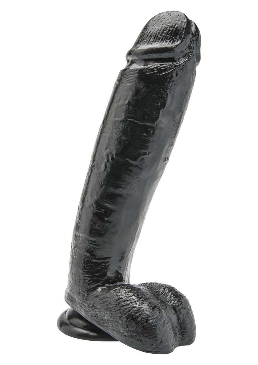 Realistické dildo ToyJoy Get Real 10 Inch černé, dildo s přísavkou a varlaty 27,2 x 6,2 cm