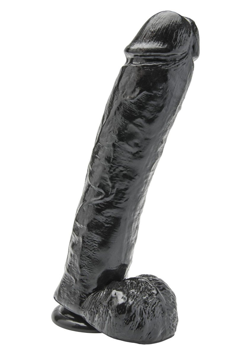 Realistické dildo ToyJoy Get Real 11 Inch černé, velké dildo s přísavkou a varlaty 28,5 x 6,2 cm