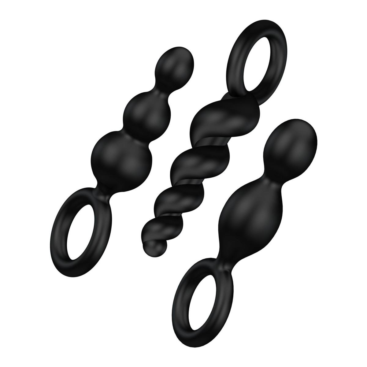 Satisfyer Plugs Black, sada 3 silikónových análnych kolíkov