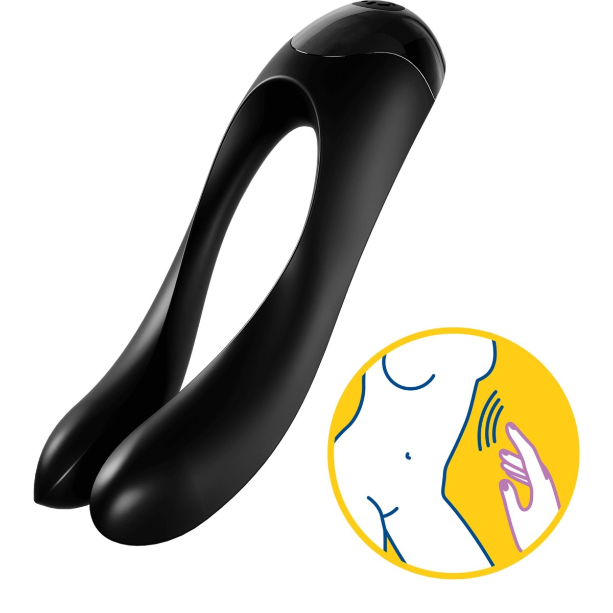 Prstový vibrátor Satisfyer Candy Cane Black, silikonový vibrátor na prst pro ženy a páry