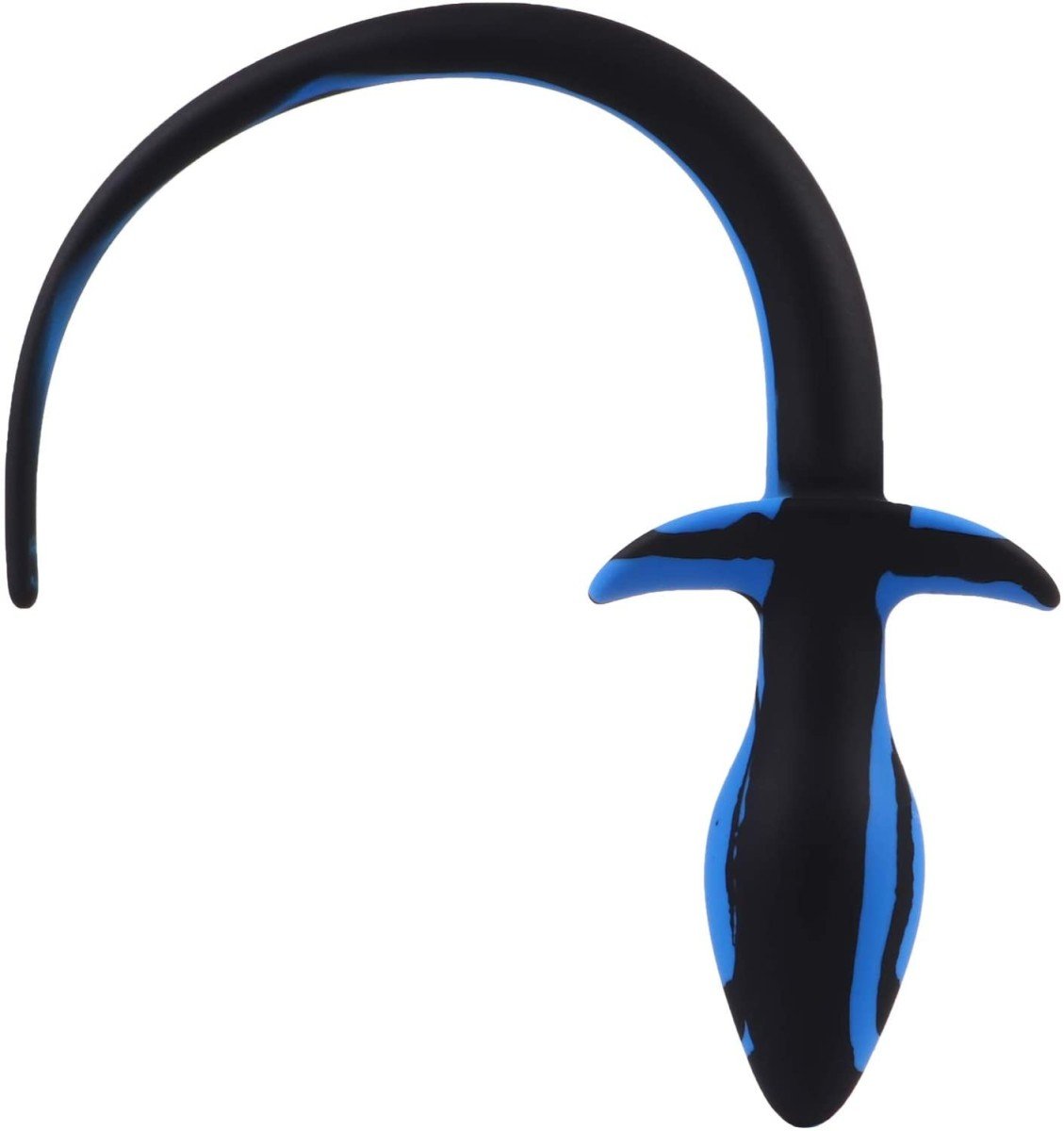 Slave4master Silicone Puppy Tail Black-Blue, silikonový anální kolík – psí ocas 7,5 x 3,1 cm