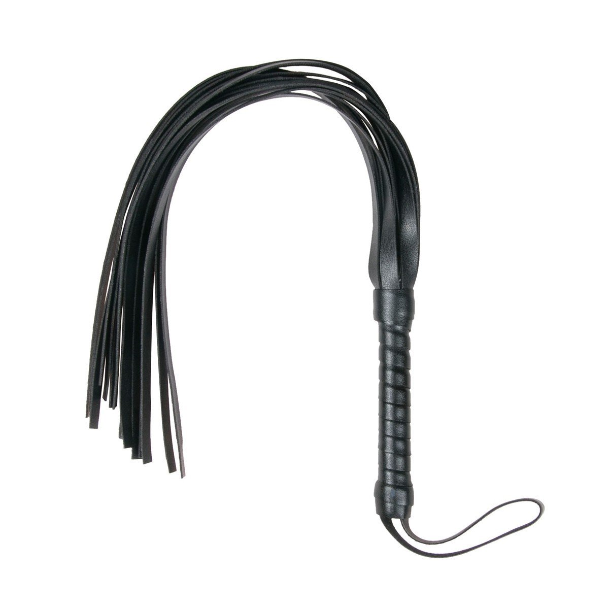 EasyToys Flogger Whip, čierny korbáč z umelej kože 45 cm