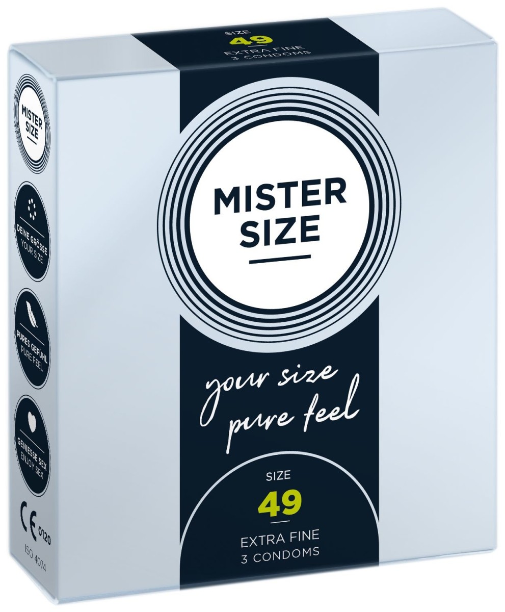 Kondomy Mister Size 3 ks 49 mm, kondomy s nominální šířkou 47–69 mm