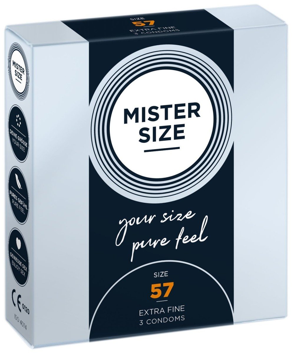 Kondomy Mister Size 3 ks 57 mm, kondomy s nominální šířkou 47–69 mm