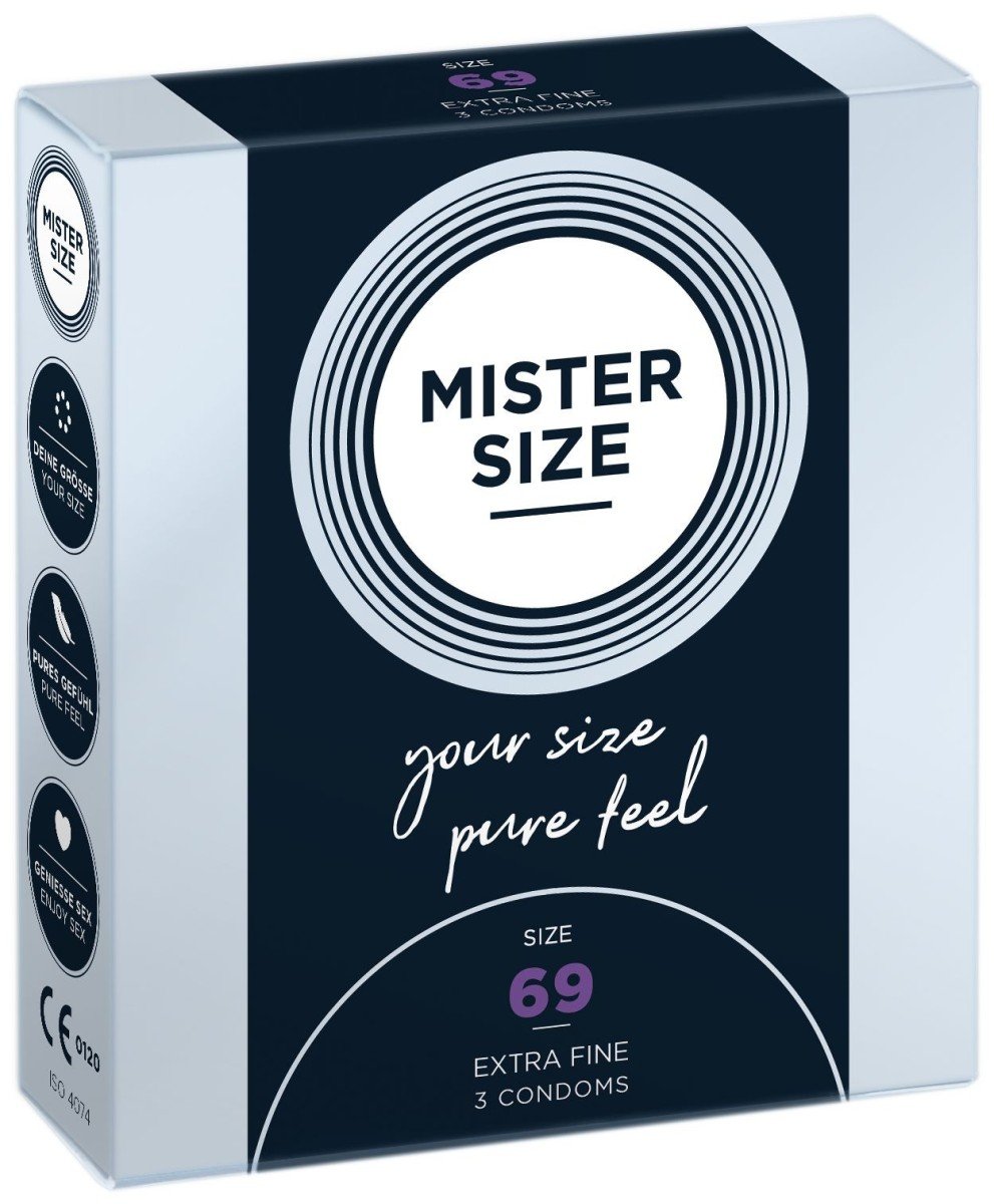 Kondómy Mister Size 3 ks 69 mm, kondómy s nominálnou šírkou 47–69 mm