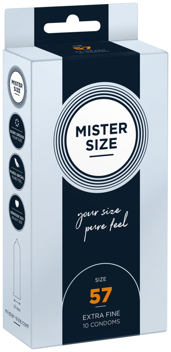 Kondómy Mister Size 10 ks 57 mm, kondómy s nominálnou šírkou 47–69 mm
