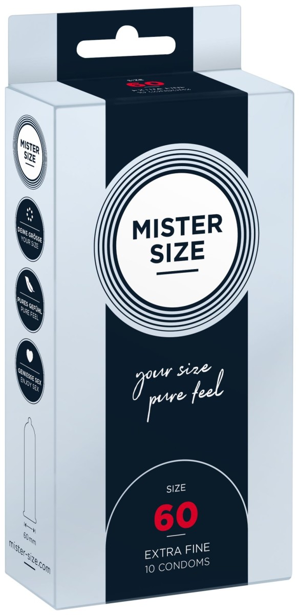 Kondomy Mister Size 10 ks 60 mm, kondomy s nominální šířkou 47–69 mm