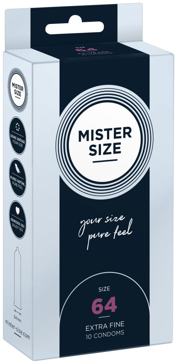 Kondomy Mister Size 10 ks 64 mm, kondomy s nominální šířkou 47–69 mm