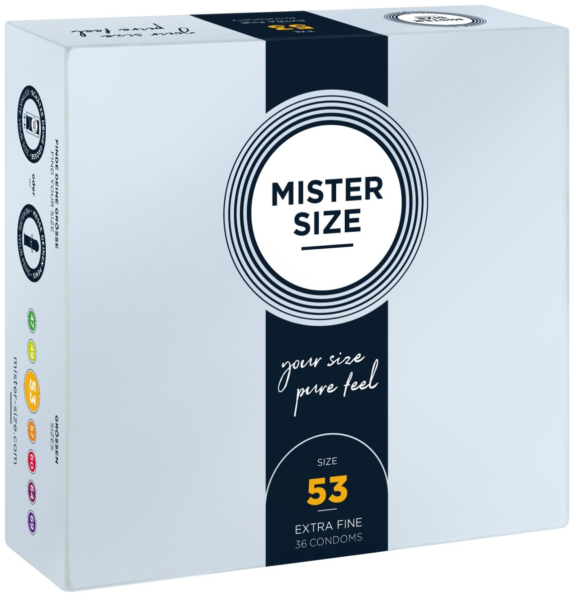 Kondomy Mister Size 36 ks 53 mm, kondomy s nominální šířkou 47–69 mm