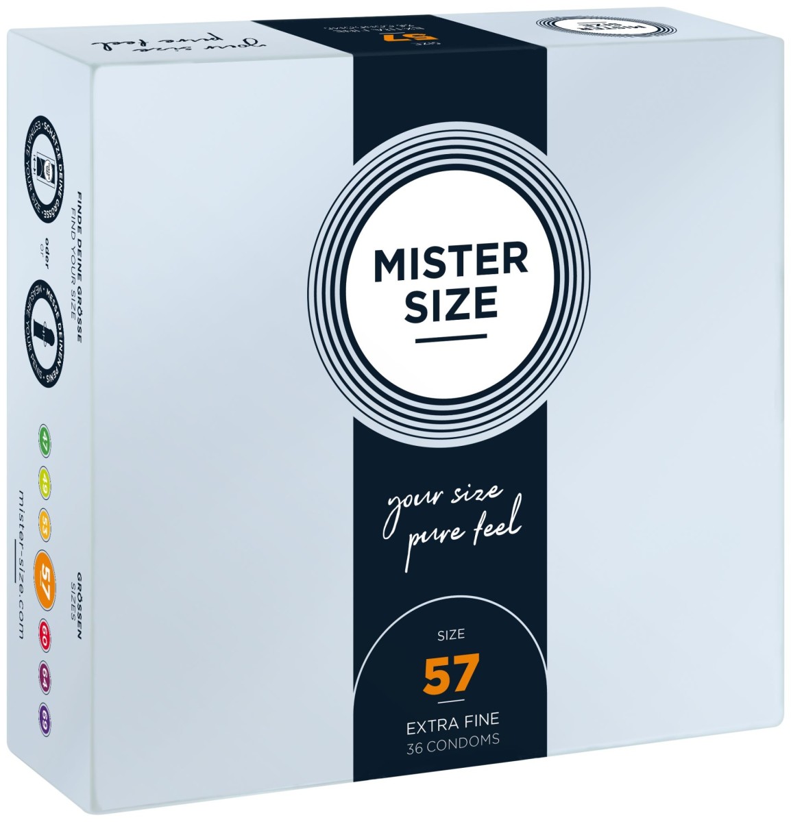 Kondomy Mister Size 36 ks 57 mm, kondomy s nominální šířkou 47–69 mm