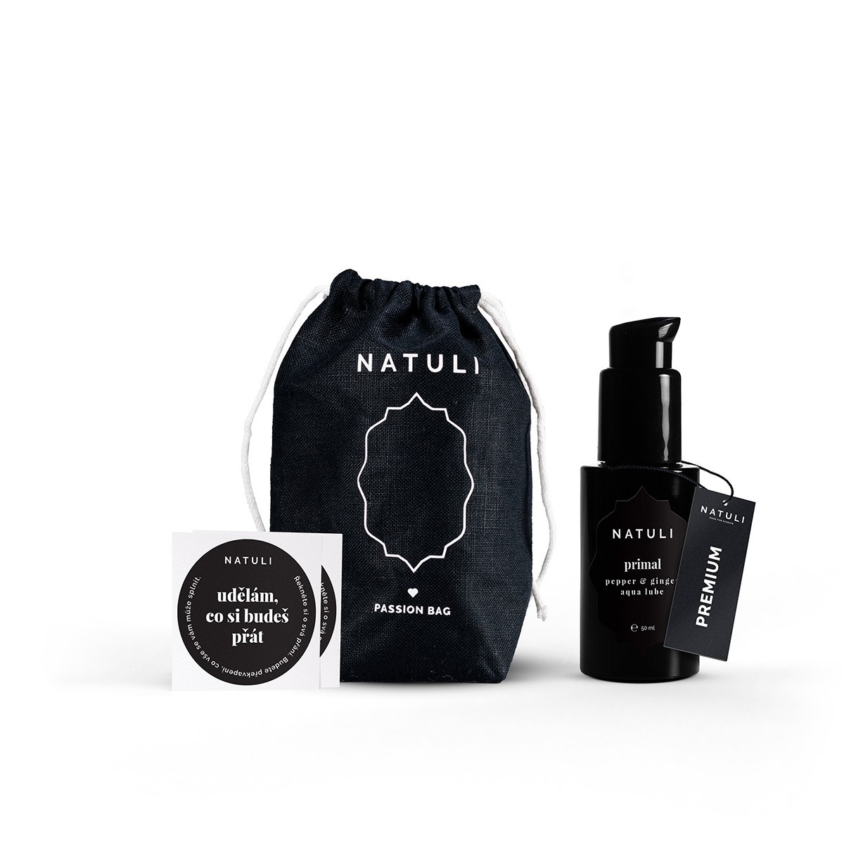 Natuli Premium Primal Gift 50 ml, hrejivý a stimulujúci lubrikant na vodnej báze v darčekovom balení