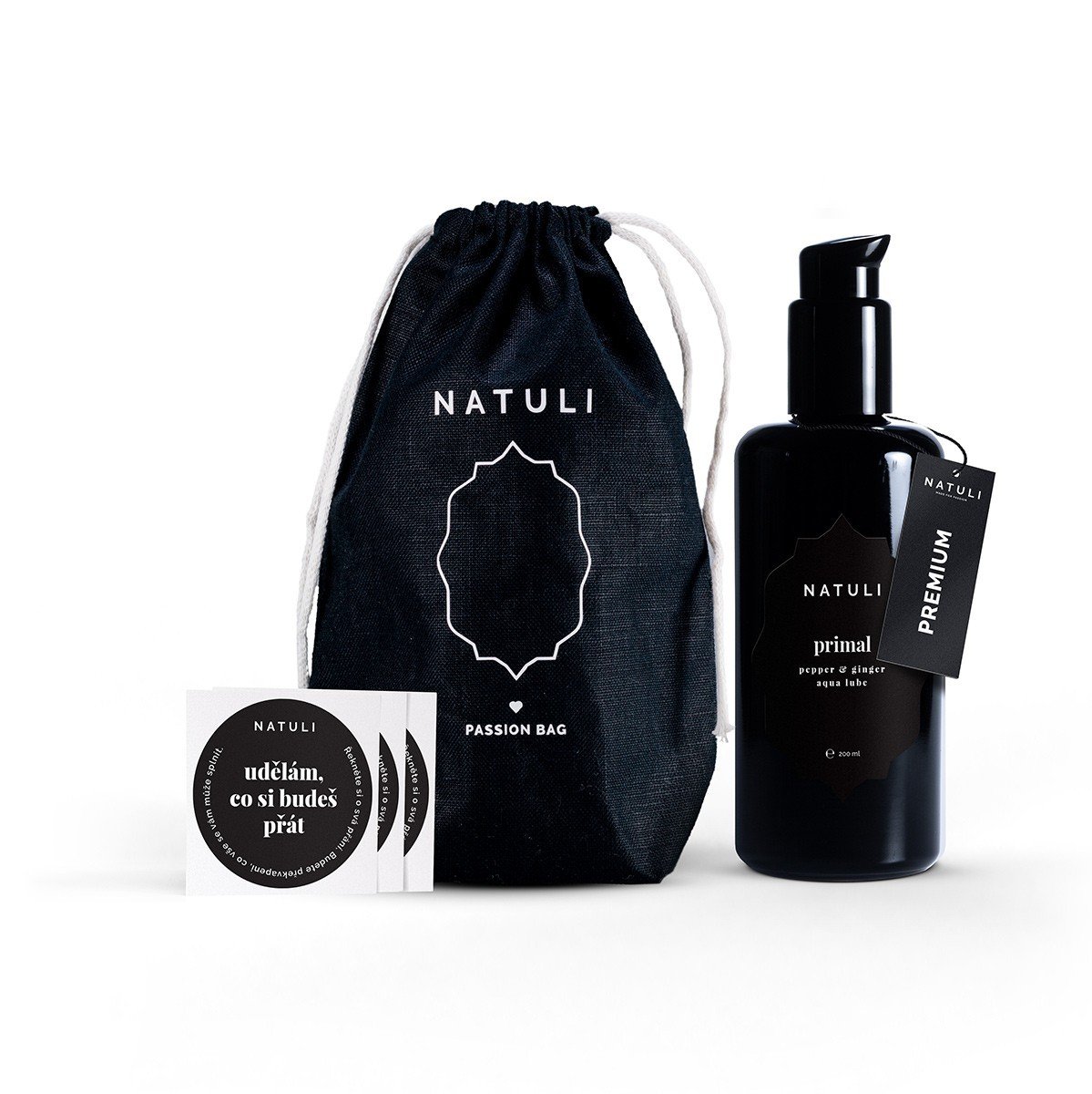 Natuli Premium Primal Gift 200 ml, hrejivý a stimulujúci lubrikant na vodnej báze v darčekovom balení
